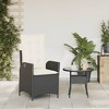 vidaXL Reclining Patio Chair with Cushions Outdoor Garden Furniture Poly Rattan - Black and Cream Without Footrest - 3 of 4
