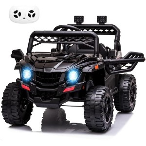 Kids Ride On Utv with Remote Control, 390W Double Motors 12V Kids Ride On Car Truck Toddles Electric Vehicle with Led Lights, Storage Bin - 1 of 4