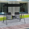 Outsunny 2 Person Covered Porch Swing with Pivot Storage Table, Cup Holder, & Adjustable Overhead Canopy - image 3 of 4