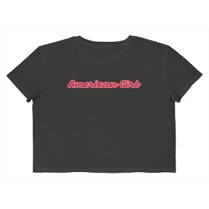 Rerun Island Women's Americana Girl Script Font Americana 4Th Of July Short Sleeve Graphic Cotton Cropped Loose T-shirt - 1 of 4