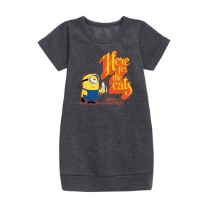 - Despicable Me Minions - Only Here For The Eats Graphic Short Sleeve Fleece Dress - 1 of 3