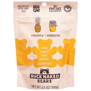 Buck Naked Bears Pineapple Kombucha Gummy Bears - 3.5 oz (Case of 12) - 1 of 4