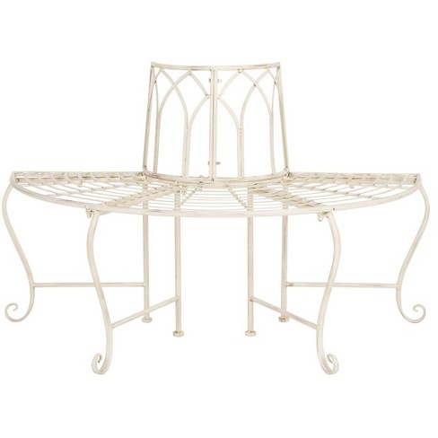 Abia Wrought Iron 50 Inch W Outdoor Tree Bench  - Safavieh - image 1 of 4