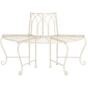 Abia Wrought Iron 50 Inch W Outdoor Tree Bench  - Safavieh