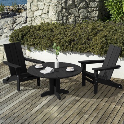 HYLEORY Outdoor Round Coffee Table, 36" Adirondack Coffee Table for Patio, Garden, Backyard
