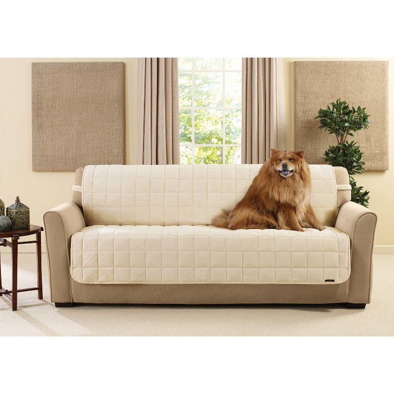 Deluxe Pet Armless Sofa Furniture Cover Ivory - Sure Fit, 2 of 4