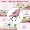 GustoWave Comfy Armchair with Folding Footstool, Velvet Upholstered Lounge Reading Chair for Adults, Compact Accent Furniture - 3 of 4