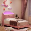 Twin Bed Frame for Kids, Upholstered Velvet Platform Bed for Boys with Wingback, Storage Bookcase Headboard, Noise-Free, Easy Assembly - 2 of 4