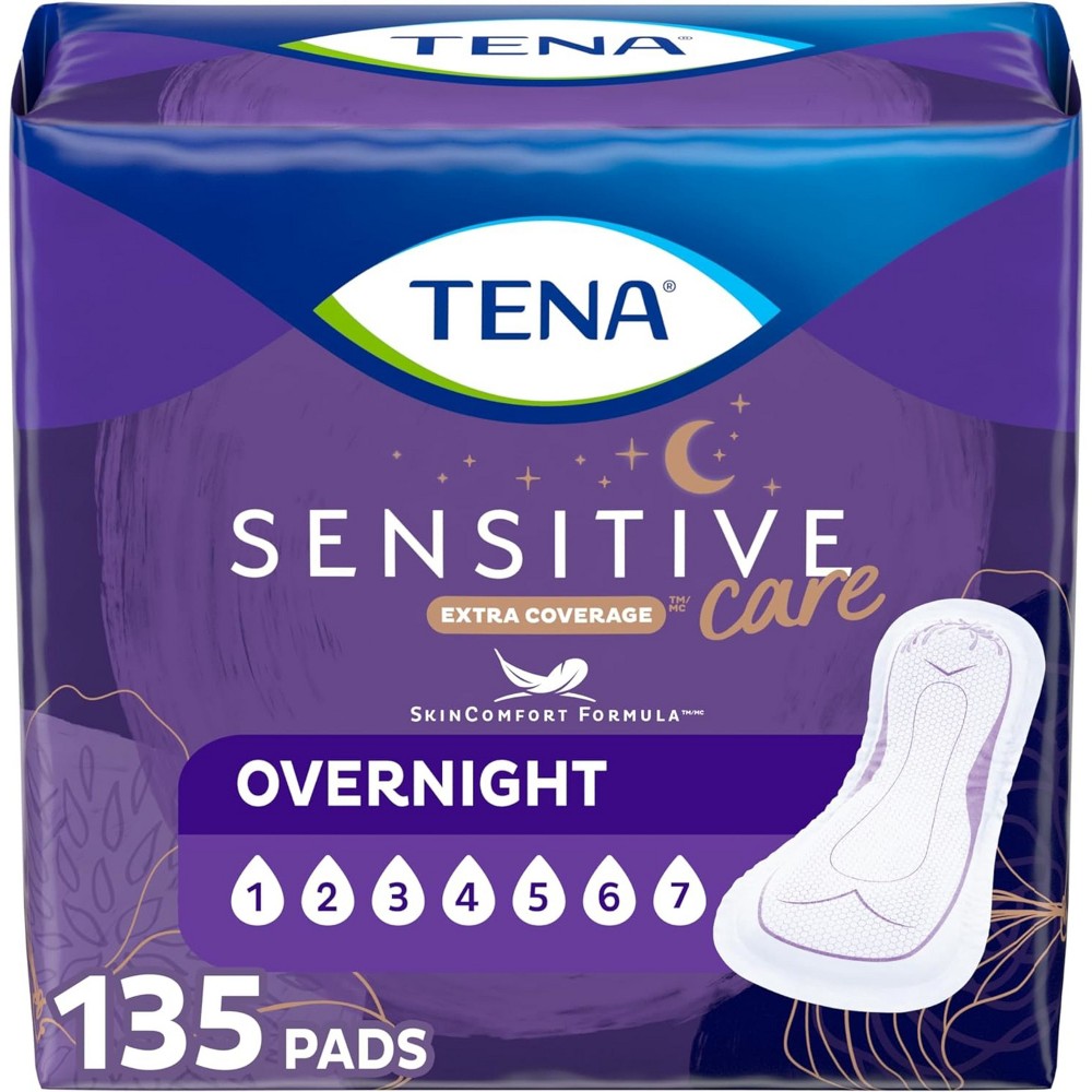 TENA Sensitive Care Incontinence Pads for Women - Maximum Absorbency - Extra Coverage - 135ct