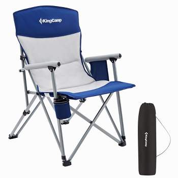 KingCamp Padded Outdoor Folding Lounge Chair Swiveling Cupholder, Side Pocket, and Carry Bag for Camping, Sporting Events, and Tailgating