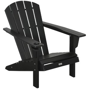 Outsunny Adirondack Chair with Cup Holder, All Weather Patio Chair HDPE Lounger, Fire Pit Seating High Back and Wide Seat for Outdoor - 1 of 4