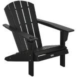 Outsunny Plastic Adirondack Chair, Outdoor Fire Pit Seating HDPE Lounger Chair with Cup Holder, High Back and Wide Seat for Patio, Backyard, Garden, Lawn