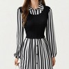 Anna-Kaci Women's Long Sleeve Striped Button-Front Midi Dress with Knit Vest Overlay and Collared Neckline - 4 of 4