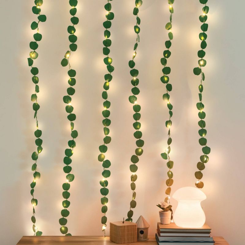 LED Eucalyptus Vine Curtain String Lights Warm White - West &#38; Arrow, 1 of 6