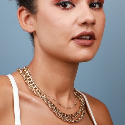SOHI Women's California Gold Casual Multi-Layer Necklace