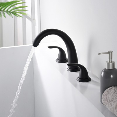 Matte Black Dual Handle Roman Tub Faucet with 8-3/8" Spout Reach