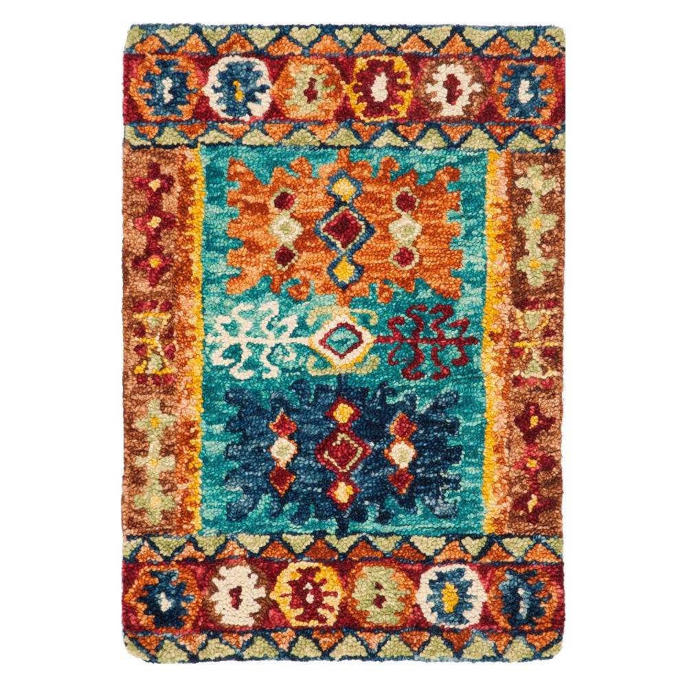 3'x5' Judy Geometric Design Tufted Area Rug Blue/Red - Safavieh