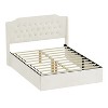 TIRAMISUBEST Queen Size Upholstered Floor Bed Frame with Crystal Accents, Velvet Platform Bed with Wingback Headboard - 4 of 4