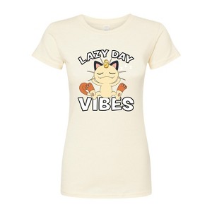 Women's - Pokémon - Lazy Day Vibes Meowth Fitted Graphic T-Shirt - 1 of 3