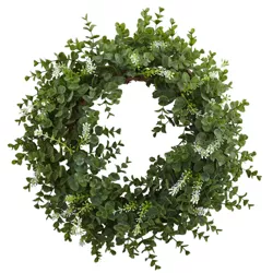 18" Artificial Eucalyptus and Twig Wreath - Nearly Natural