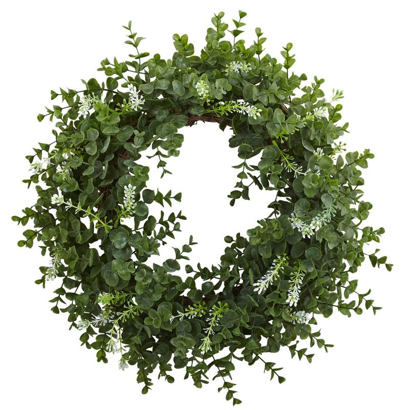 18&#34; Artificial Eucalyptus and Twig Wreath - Nearly Natural, 1 of 5