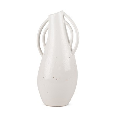 HomeRoots 14" Off White Speckle Ceramic Amphora Table Vase