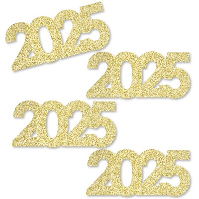 Big Dot of Happiness Gold Glitter 2025 - No-Mess Real Gold Glitter Cut-Out Numbers - New Year's Eve Party Confetti - Set of 24