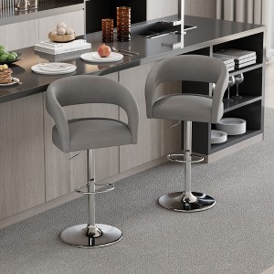 VECELO Bar Stools Swivel Adjustable Modern Pu Leather Barstools Set of 2/4, Counter Bar Stools with Back and Armrest for Bar or Kitchen - 1 of 4