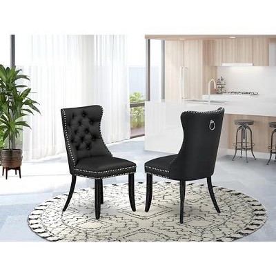 East West Furniture DAP2F23 Dallas Parson Kitchen Chairs - Button Tufted Nailhead Trim Beige Red faux Leather  Dining Chairs, Set of 2, linen white