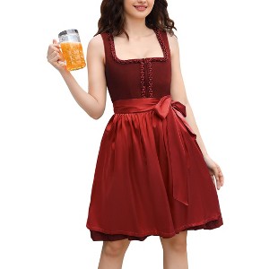 Women's 2 Pieces Dress Sleeveless Zipper Front A Line Midi Dress Halloween Costumes for Women - 1 of 4