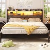 Aheaplus Headboard with Storage shelves and Charging Station, Wood Headboard with LED Light - 2 of 4