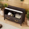 Shoe Bench with Removable Cushion, Entryway Bench with Hidden Storage for Entrance and Living Room, Shoe Storage Bench with Back, Espresso - 2 of 4
