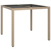 vidaXL Patio Table 35.4"x35.4"x29.5" Tempered Glass and Poly Rattan Beige - 2 of 4
