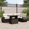 vidaXL 6 Piece Patio Sofa Set with Cushions Brown and Cream Poly Rattan - Without Storage - 2 of 4