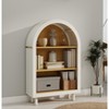 LOVSON Contemporary Arched Bookcase - 3-Tier Wooden Storage Cabinet with White Frame and Woodgrain Shelves, Perfect for Living Room, Bedroom, Entryway - 2 of 4