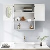 Rbied 31.5 in. W x 38 in. H Rectangular White Wood Wall Mount Medicine Cabinet Storage Cabinet with Tissues Slot, Adjustable Shelf, Mirror - 3 of 4
