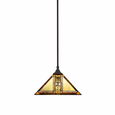 Toltec Lighting Any 1 - Light Pendant in  Dark Granite with 14" Santa Cruz Art Glass Shade