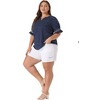 Agnes Orinda Women's Plus Size Boho Smocked Short Puff Sleeve Ruffled Cuff Spring Summer Polka Dots Blouses - 3 of 4