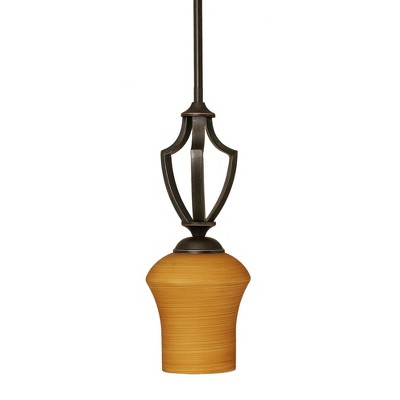 Toltec Lighting Zilo 1 - Light Pendant in  Dark Granite with 5.5" Zilo Cayenne Linen  Shade