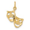 Black Bow Jewelry 14k Yellow Gold Satin Diamond Cut Comedy and Tragedy Mask Charm - 3 of 4