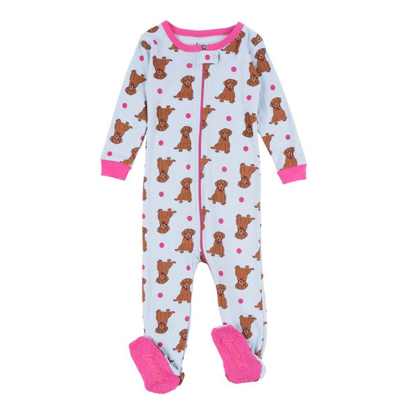 Leveret Footed Sleeper Cotton Girls Pajamas, 1 of 3