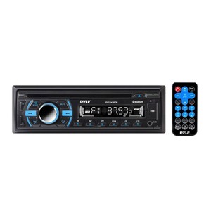 Pyle PLCD43BTM Single DIN Marine Bluetooth Receiver, Stereo System and CD Player with Remote Control, Hands Free Calling, and Detachable Face, Black - 1 of 4