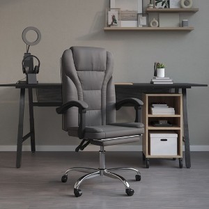vidaXL Reclining Office Chair Gray Faux Leather - 1 of 4