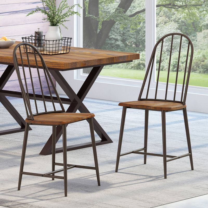 2pk Gessling Farmhouse Spindle Back Dining Chairs Dark Brown/Black - Christopher Knight Home, 3 of 13