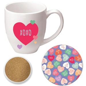 Courtside Market Candy Hearts XOXO 16 oz Mug & Ceramic Coaster Set - 1 of 1