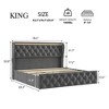 Queen Size Platform Bed Frame, Velvet Upholstered Bed with Deep Button Tufted & Wingback Headboard and 4 Storage Drawers - 2 of 4