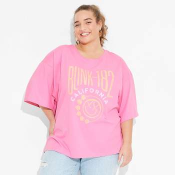 Women's Blink 182 Oversized Short Sleeve Graphic T-Shirt - Pink
