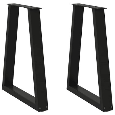 vidaXL Coffee Table Legs V-Shape - Black Steel Table Furniture Legs - Living Room, Dining Room - Adjustable Height 60x72-73 cm