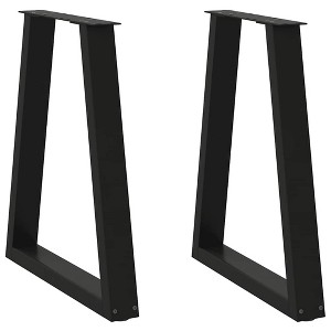 vidaXL Coffee Table Legs V-Shape - Black Steel Table Furniture Legs - Living Room, Dining Room - Adjustable Height 60x72-73 cm - 1 of 4