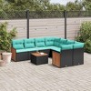 vidaXL 9 Piece Garden Sofa Set with Cushions Black Poly Rattan - 2 of 4